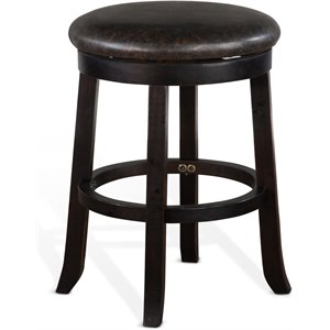 Sunny Designs 24&quot Mahogany Wood Backless Swivel Stool in Black Walnut