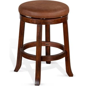 Sunny Designs 24&quot Santa Fe Wood Backless Swivel Stool in Dark Chocolate-Set of 2