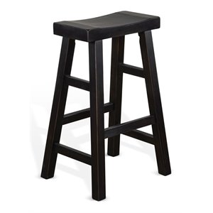 Sunny Designs 30&quot Saddle Seat Transitional Mahogany Wood Stool in Black Walnut