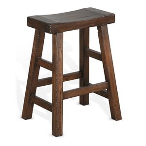 Sunny Designs 24&quot Saddle Seat Mahogany Wood Stool in Dark Chocolate (Set of 2)