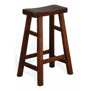 Sunny Designs 30&quot Saddle Seat Mahogany Wood Stool in Medium Brown (Set of 2)