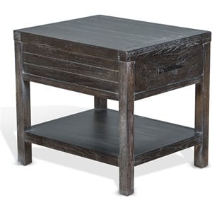 Sunny Designs Dundee 22&quot Transitional Mindi Wood End Table in Dark Brown