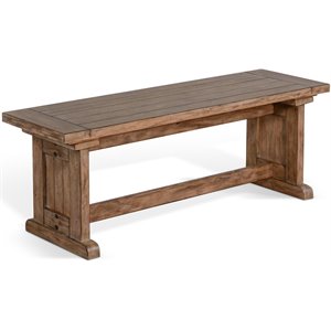 Sunny Designs Doe Valley 18&quot Farmhouse Mahogany Wood Side Bench in Taupe Brown