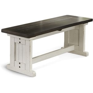 Sunny Designs Carriage House Farmhouse Wood Side Bench in Off White Dark Brown