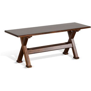 Sunny Designs Tuscany 18.5&quot Farmhouse Wood Nook Side Bench in Medium Brown