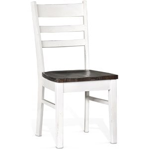 Sunny Designs Carriage House 18&quot Ladderback Chair in White/Dark Brown (Set of 2)