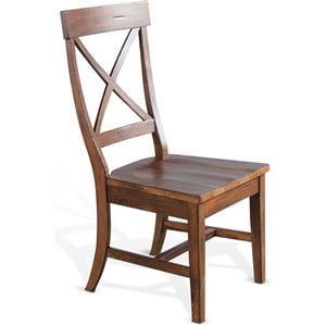 Sunny Designs Tuscany 18&quot Wood Crossback Chair in Medium Brown (Set of 2)