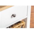 Sunny Designs Farmhouse Wood Storage Rack with Woven Baskets in White/Natural
