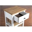 Sunny Designs Farmhouse Wood Storage Rack with Woven Baskets in White/Natural