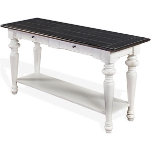 Sunny Designs Carriage House 54&quot Wood Sofa/Console Table in White/Dark Brown