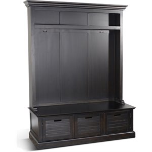 Sunny Designs Dakota 85&quot Transitional Wood Entry Locker in Black Walnut
