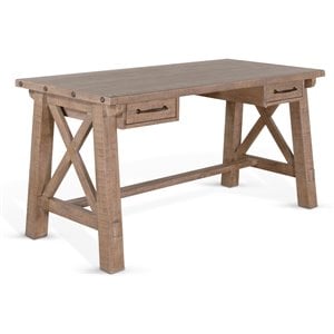 Sunny Designs Vivian 58&quot 2-drawer Farmhouse Wood Writing Desk in Light Brown