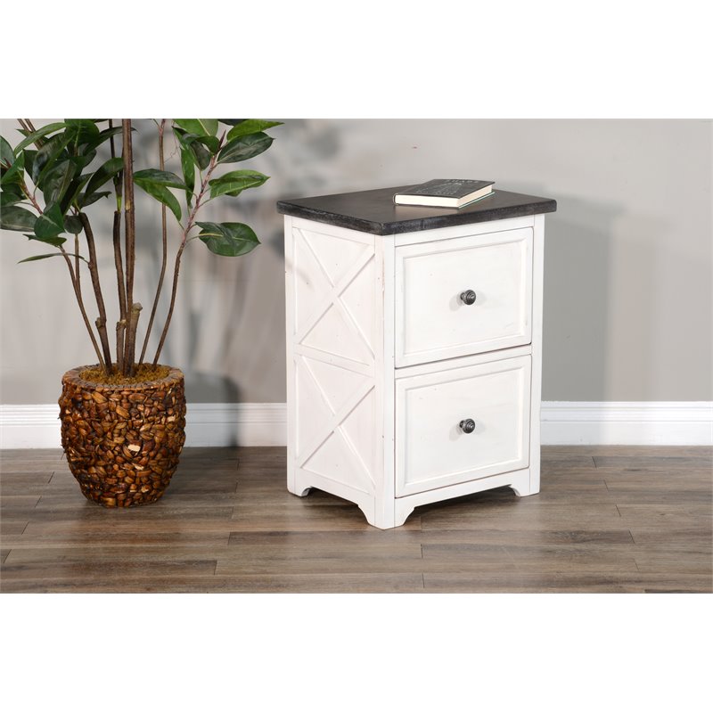 Sunny Designs European Cottage 2-drawer Wood File Cabinet in Dark Brown/White