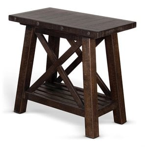 Sunny Designs Vivian 16&quot Farmhouse Mahogany Wood Chair Side Table in Dark Brown