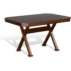 Sunny Designs Tuscany 50&quot Farmhouse Wood Nook Table in Medium Brown