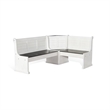 Sunny Designs Bayside Farmhouse 4 Piece Wood Breakfast Nook Set in White/Brown
