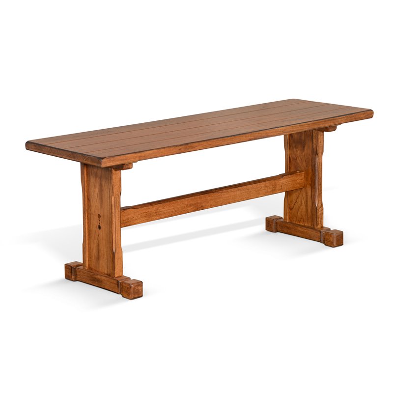Sunny Designs Bayside Farmhouse 4 Piece Wood Breakfast Nook Set in Rustic Oak