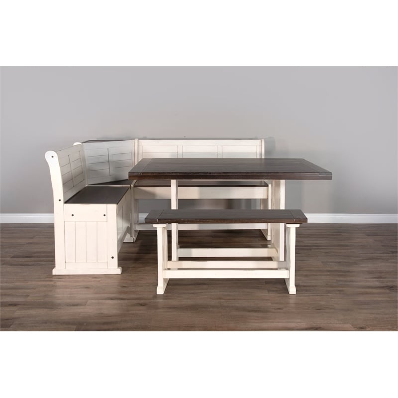 Carriage House White and Brown Counter Height Breakfast Nook Set