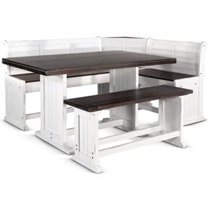 Carriage House White and Brown Counter Height Breakfast Nook Set