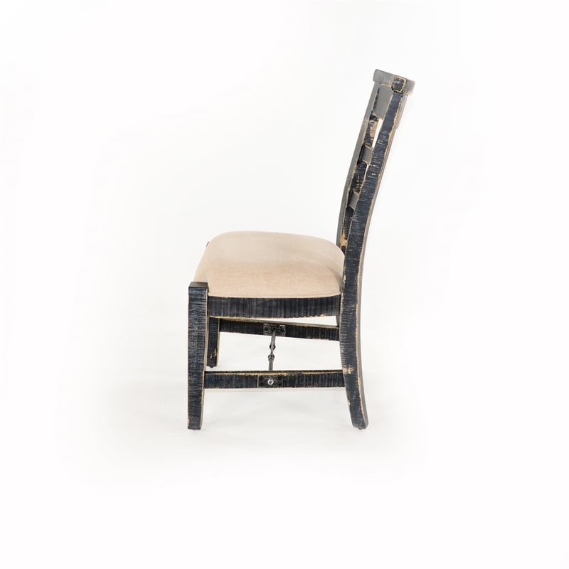 Marina Black Sand Arm Chair with Cushion Seat (Set of 2)