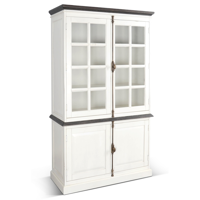 Sunny Designs Carriage House Mahogany Solids and Veneers Buffet & Hutch in White