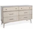 Sunny Designs American Modern Solid Wood 6-Drawers Bedroom Dresser in Gray