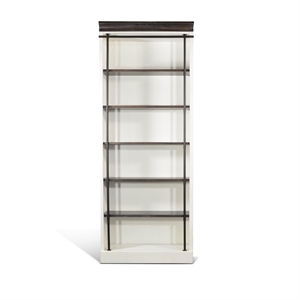 Sunny Designs Carriage House Wood and Metal Bookcase with Ladder in Off White