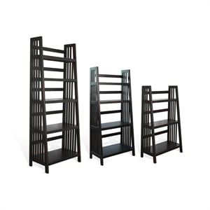 Sunny Designs Scottsdale 72&quot Mahogany Wood Folding Bookcase in Black Walnut