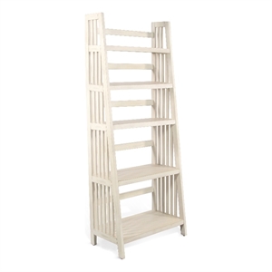 Sunny Designs Bayside 72&quot Farmhouse Mahogany Folding Bookcase in Marble White