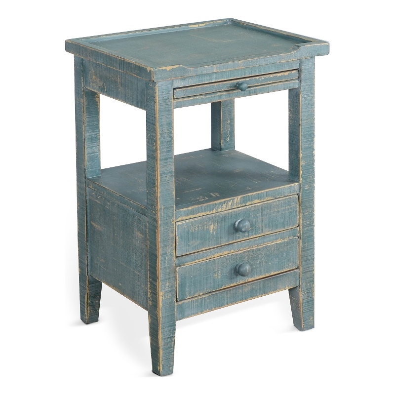 Sunny Designs Marina Sea Grass Solid Wood and Veneers Side Table