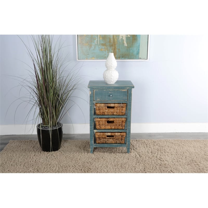 Sunny Designs Marina Sea Grass Wood Storage Table