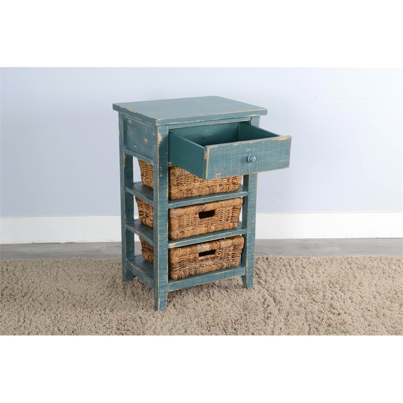 Sunny Designs Marina Sea Grass Wood Storage Table