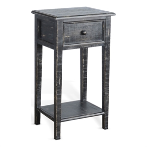 Sunny Designs Marina Wood Black Sand Side Table with Drawer