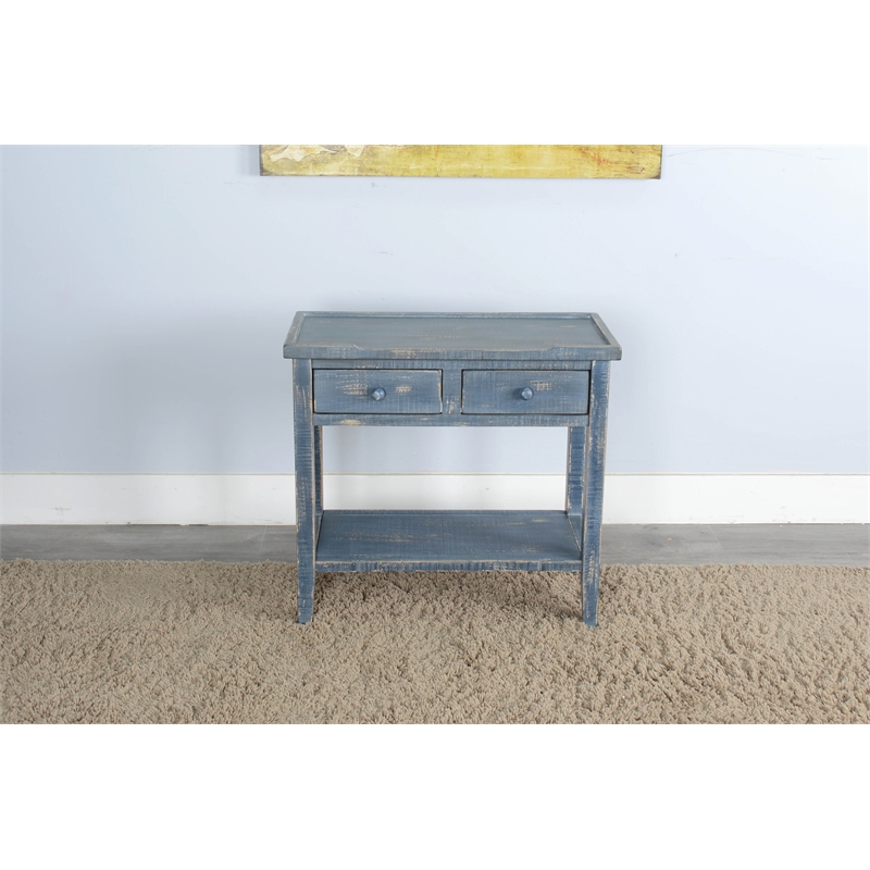 Sunny Designs Marina Ocean Blue Wood Side Table