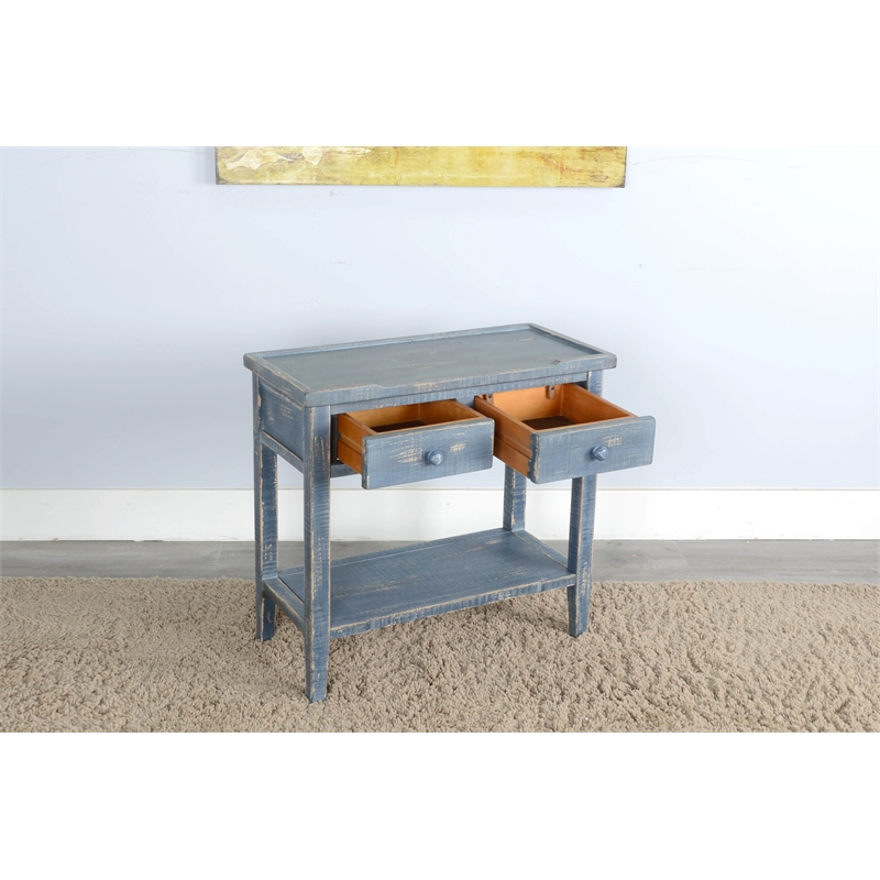 Sunny Designs Marina Ocean Blue Wood Side Table