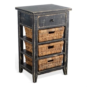 Sunny Designs Marina Black Sand Wood Storage Table