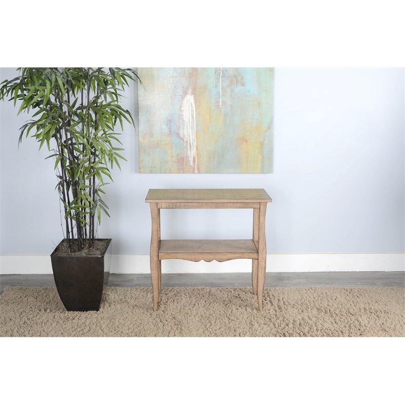 Sunny Designs Marina Oak Beach Pebble Solid Wood and Veneers Side Table