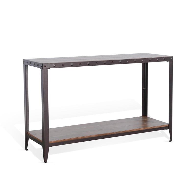 Sunny Designs San Diego Metal & Solid Wood Sofa Table in Brown