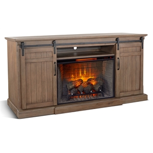 Sunny Designs 78&quot Barn Door Media Console with Electric Fireplace