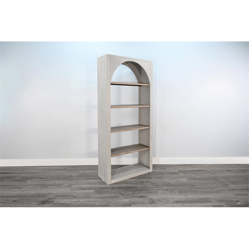 Sunny Designs Tall Arched Wood Bookshelf with Open Shelving