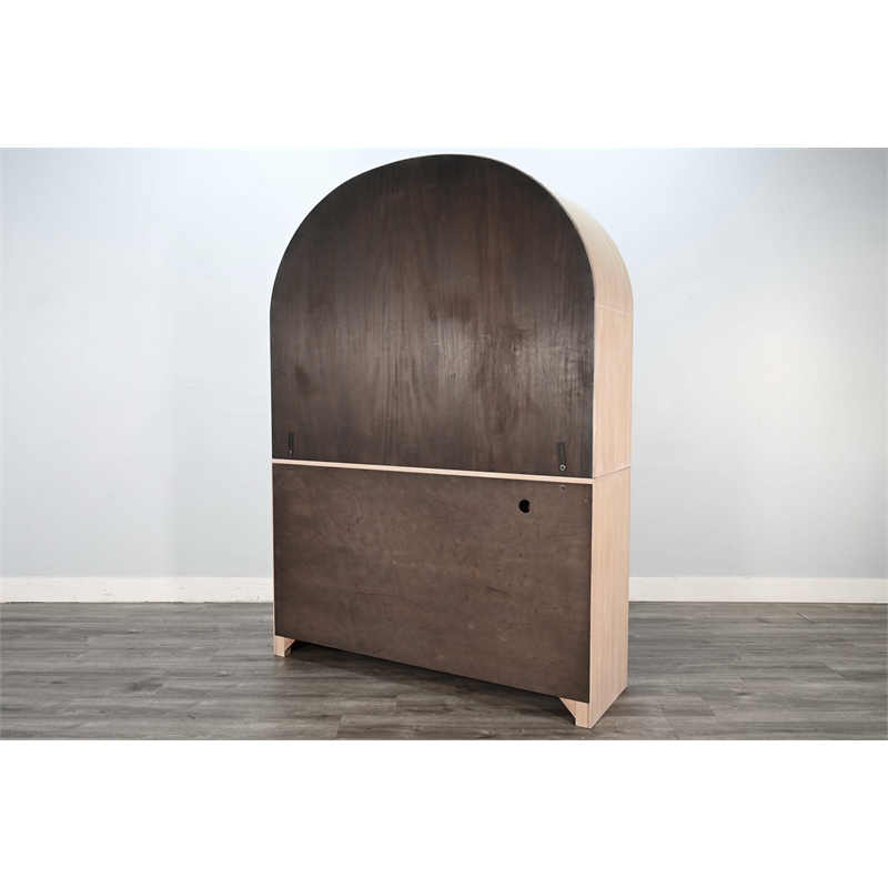 Sunny Designs Arched Wood Bar Hutch with Glass Storage