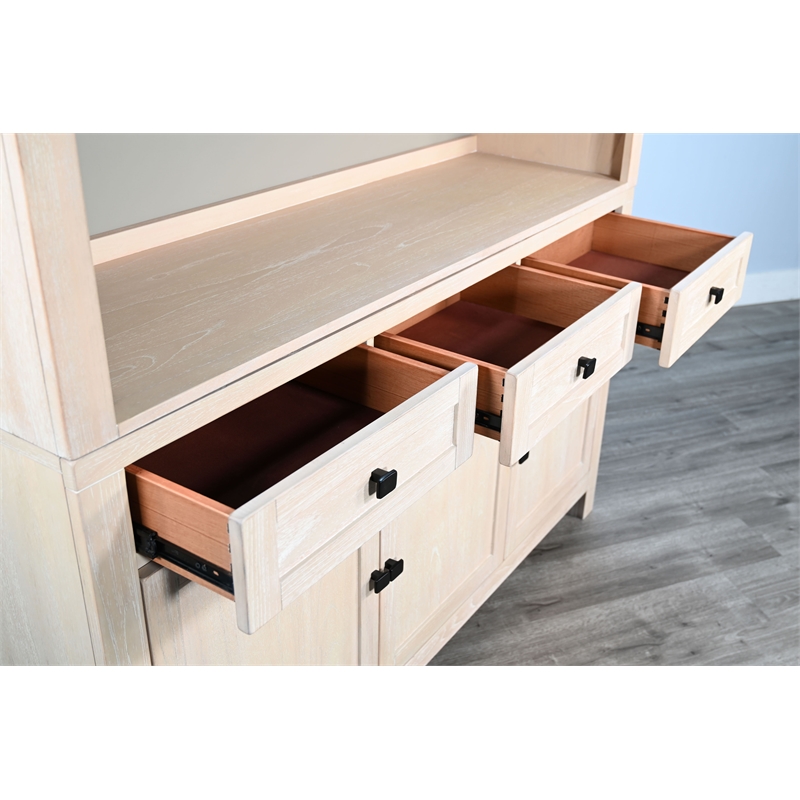Sunny Designs Arched Wood Bar Hutch with Glass Storage