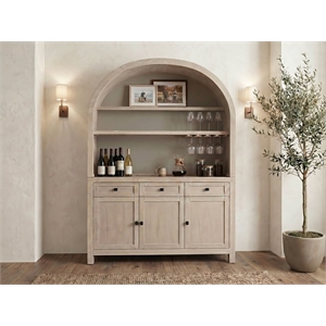 Sunny Designs Arched Wood Bar Hutch with Glass Storage