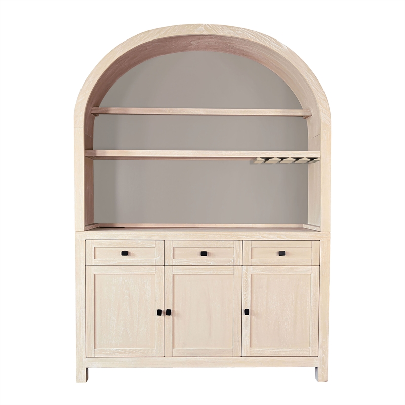 Sunny Designs Arched Wood Bar Hutch with Glass Storage