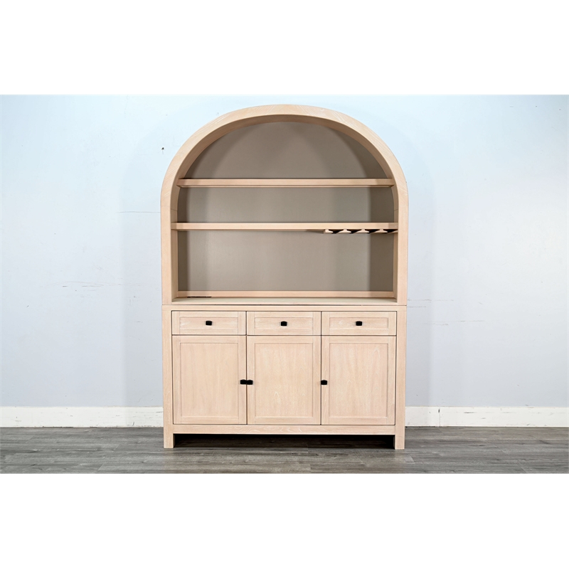 Sunny Designs Arched Wood Bar Hutch with Glass Storage