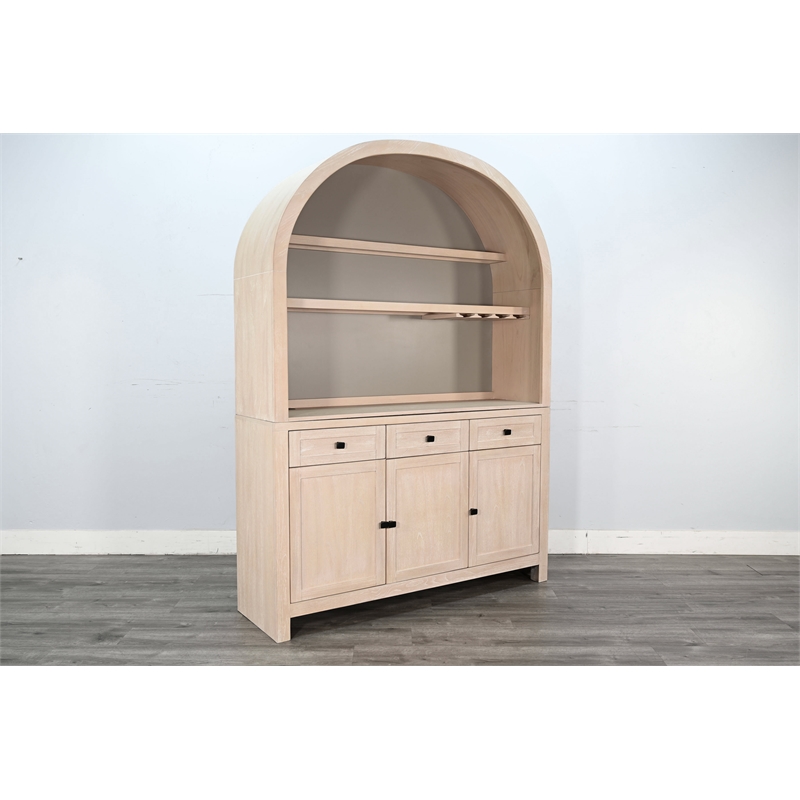 Sunny Designs Arched Wood Bar Hutch with Glass Storage