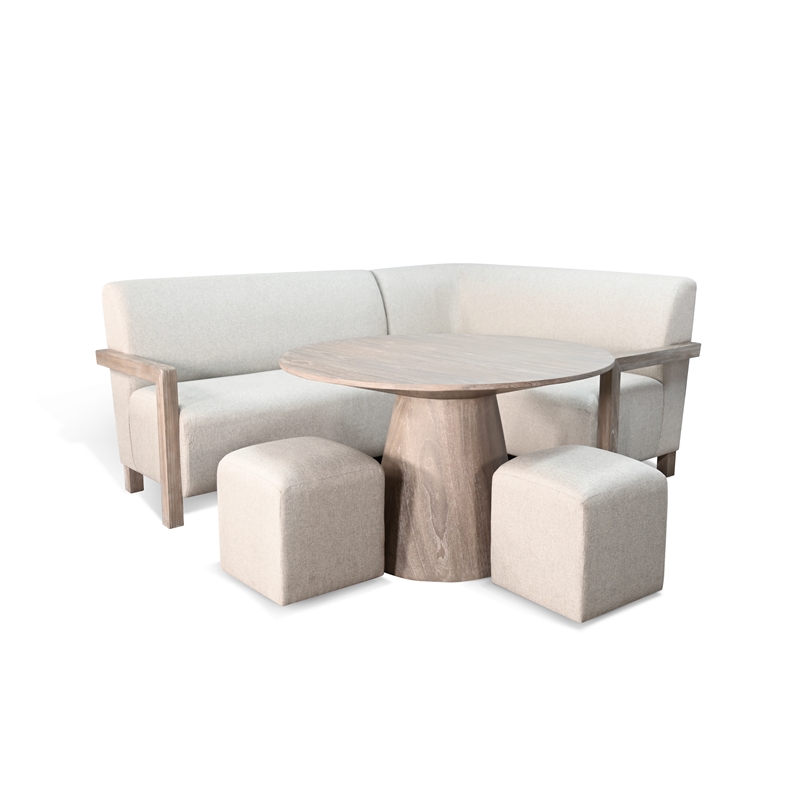 Sunny Designs 4-Piece Upholstered Breakfast Nook Set with Round Pedestal Table