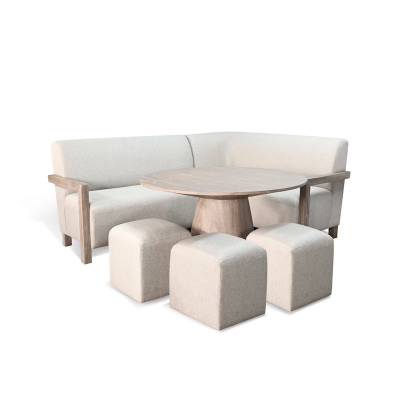 Sunny Designs 5-Piece Upholstered Breakfast Nook Set with Round Pedestal Table