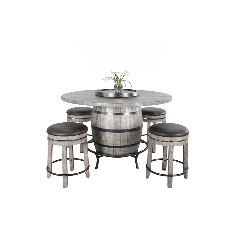 Sunny Designs Round Pub Table with Wine Barrel Set