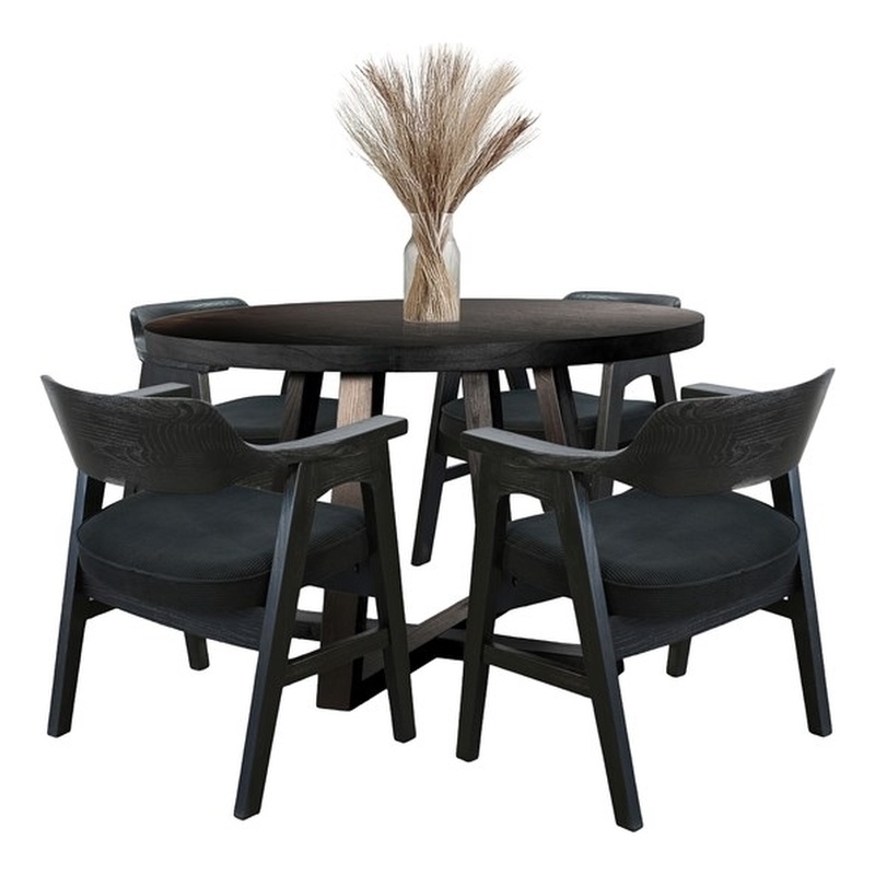 Sunny Designs Mia 5-Piece Round Wood Dining Set in Black